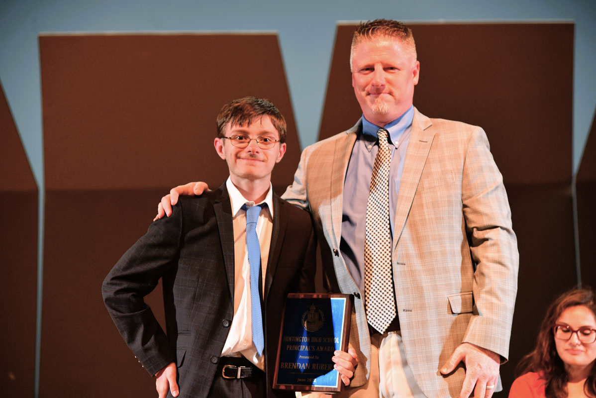 Principal Brenden Cusack with Principal's Award recipient Brendan Rubery 