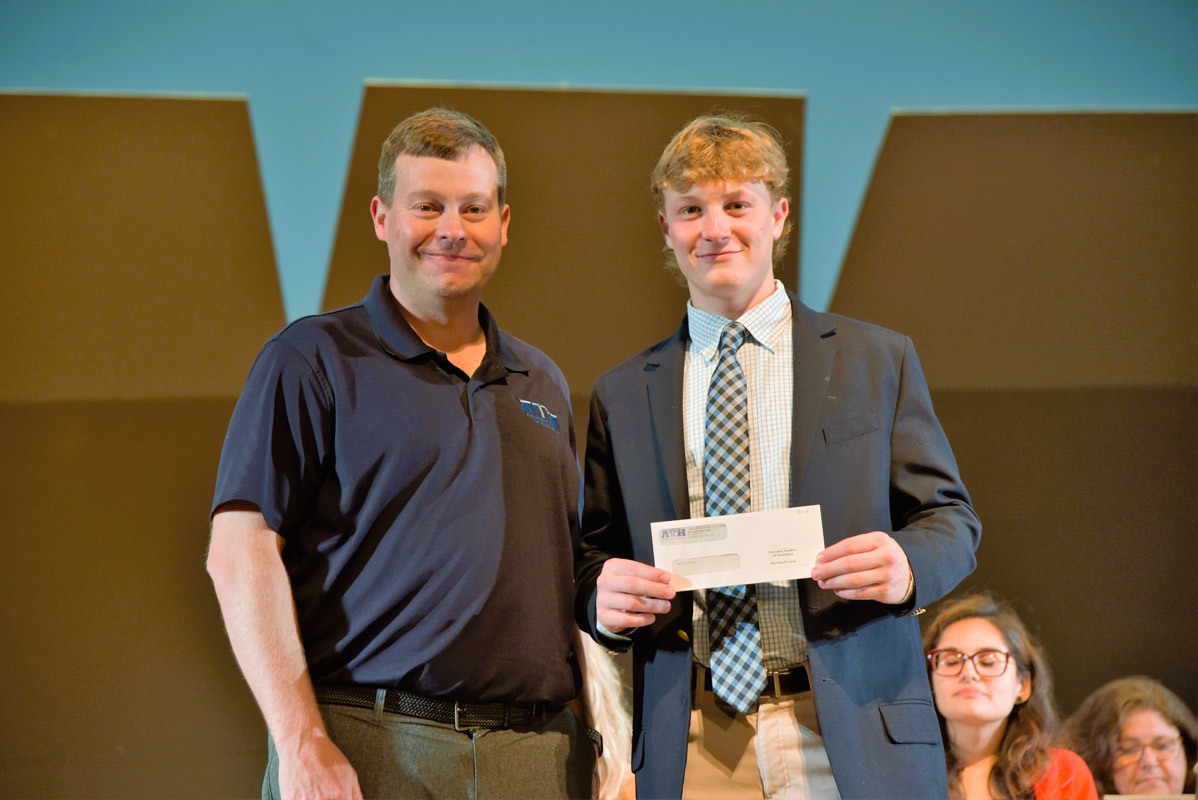 ATH President James Graber with scholarship recipient Harrison Krywak 