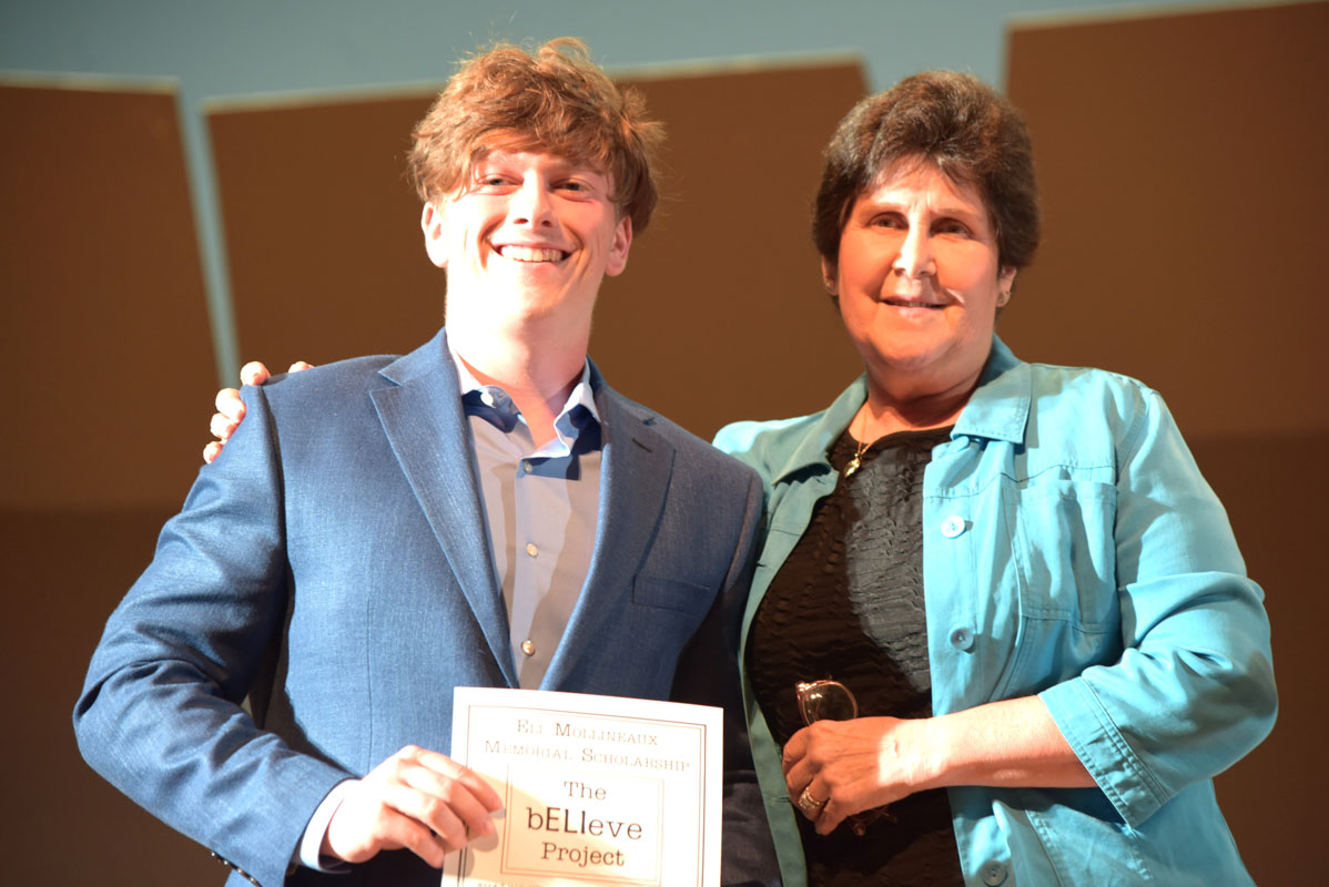 Eli Mollineaux Memorial Scholarship recipient Ryan Porzio with Ilene Messina 