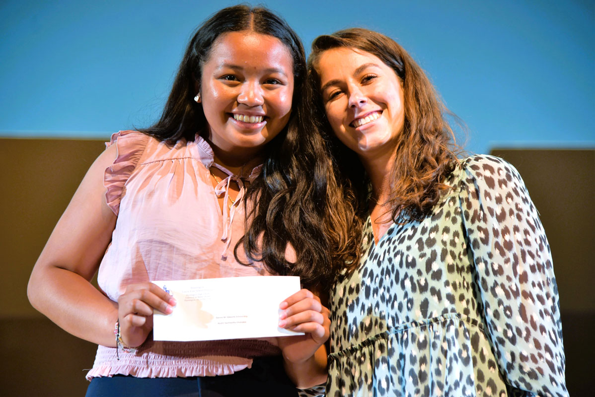 Alexa Edwards (right) with Dennis  M. Edward scholarship recipient Keylin Quintanilla Villalobos 