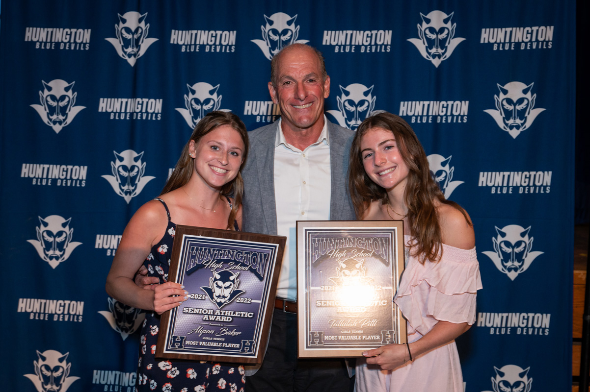 MVP honorees Alyson Baker and Tallulah Pitti with Jamie Fishlow. (Darin Reed photo.)