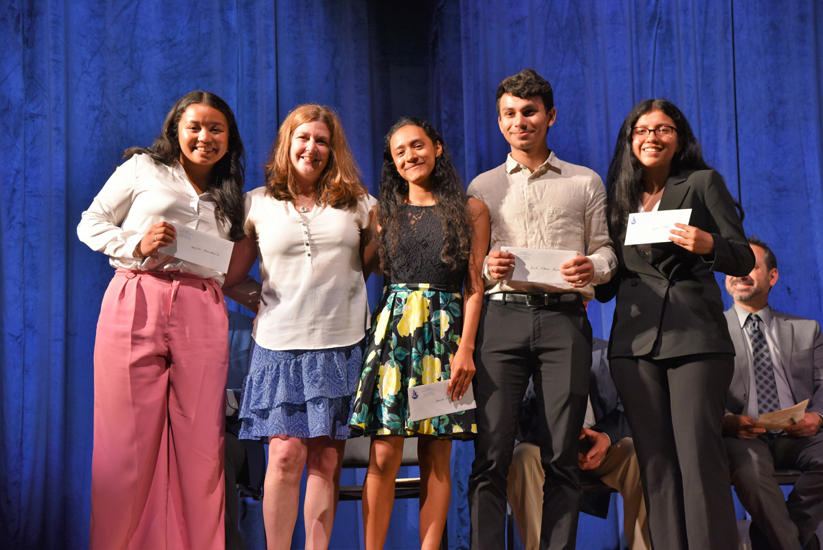 Spanish Award recipients with teacher Nadine Araoz 