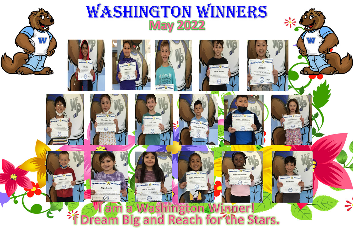 Washington Primary School's student award winners for the month of May. 