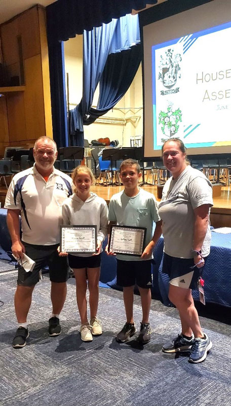 STEM teachers John Walsh and Lee Schaeffer with Brianna Purcell and Zackary Smith (1)