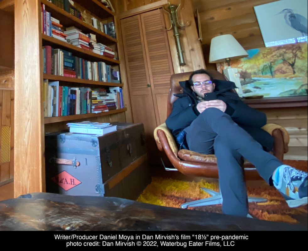 Daniel Moya takes a break on the set of his new movie.
