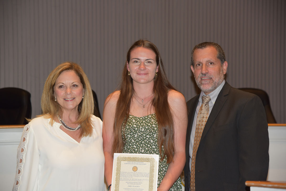 Emily Plachta with Councilwoman Joan Cergol and Supt. James W. Polansky 