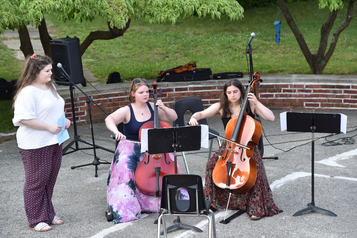 Sarah Berry and Hannah Roberts perform at the ampitheater 