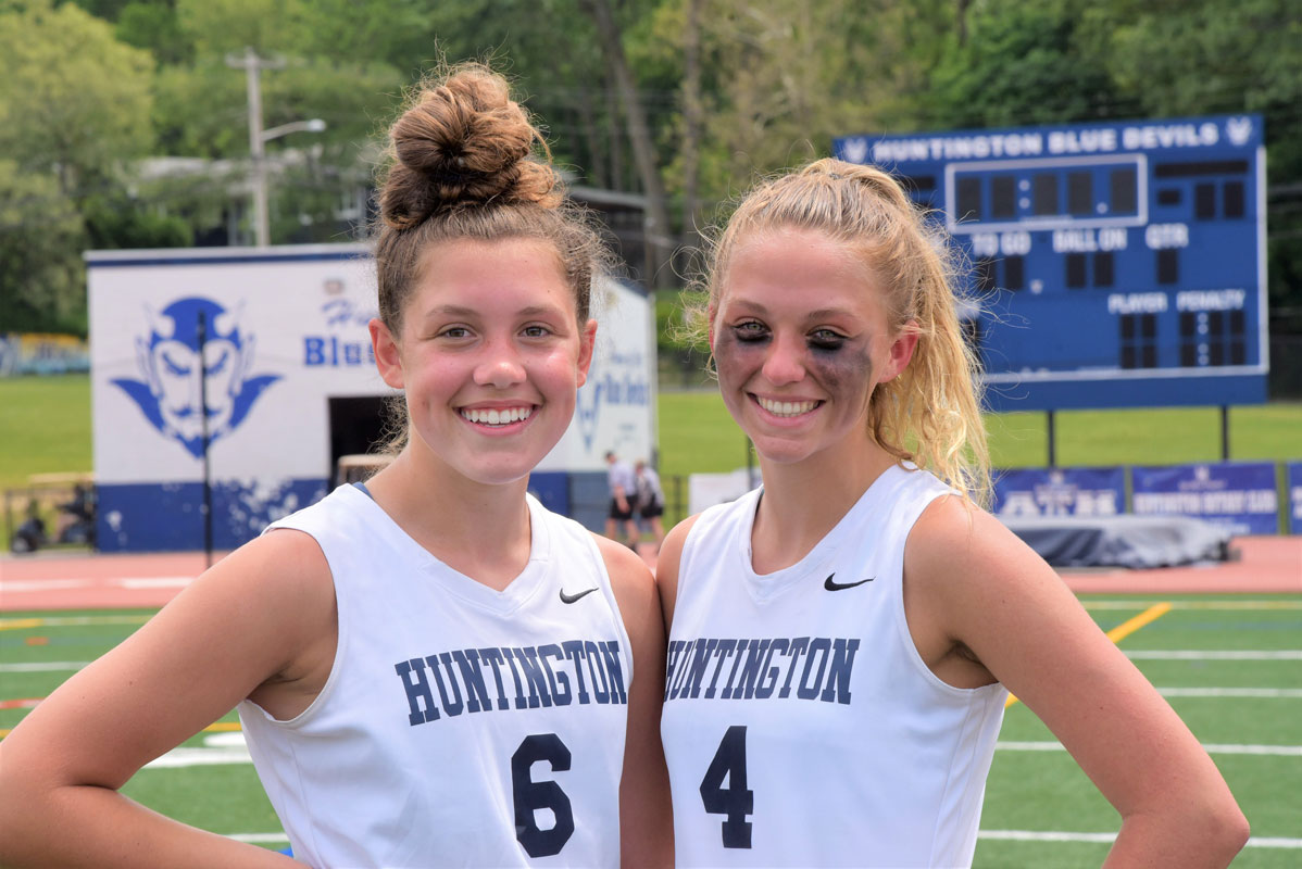 Huntington lacrosse stars Laurel Bonn and Katie Browne.