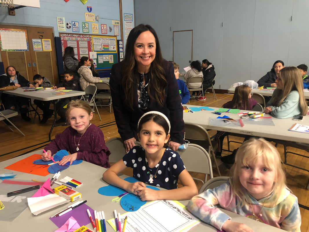 Jefferson Principal Valerie Capitulo-Saide with some of the night's participants.