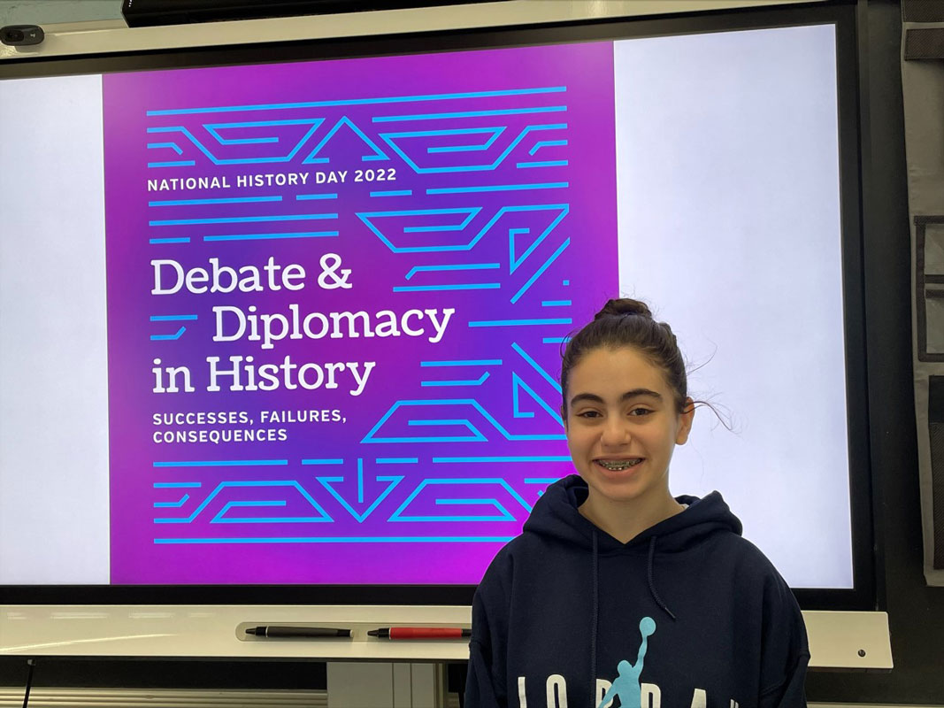 Eighth grader Jordana Boxer and her National History Day project are headed to the New York State finals 