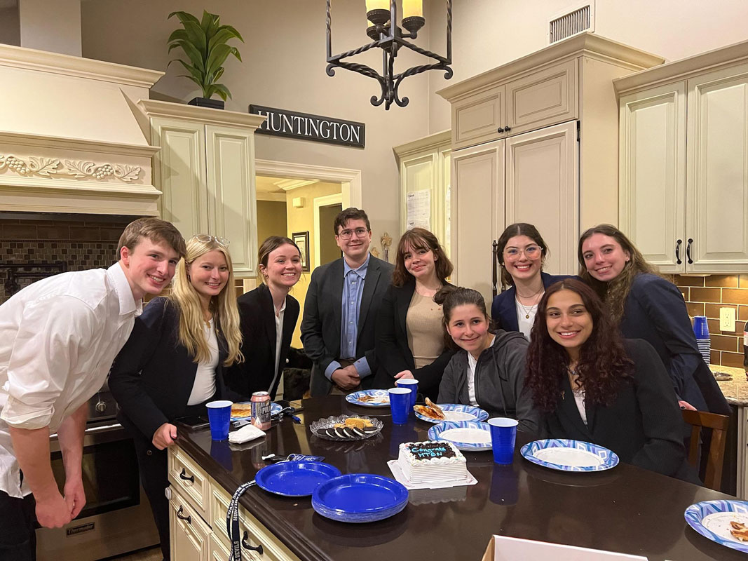 The Huntington mock trial team celebrates after the Final Four victory.