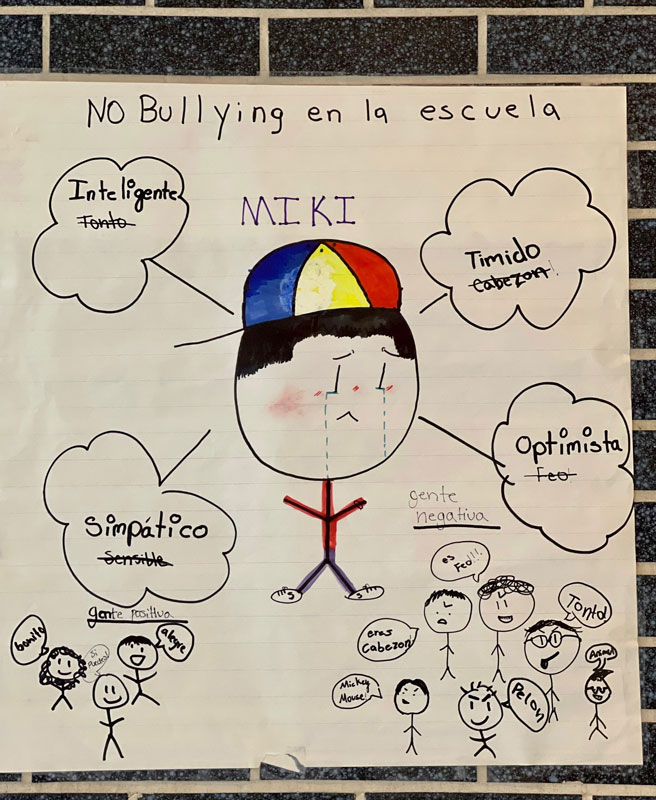 An anti-bullying poster in Spanish.