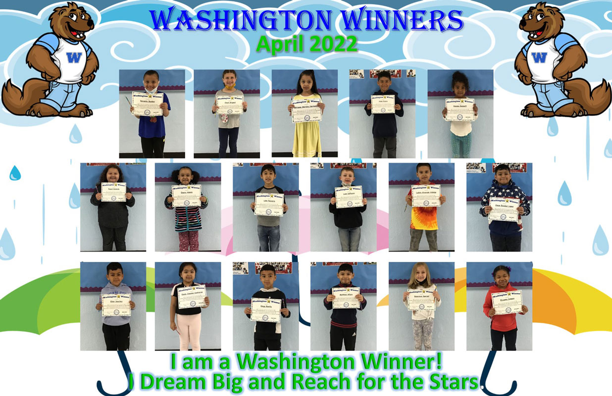 Washington Primary School's April Students of the Month.