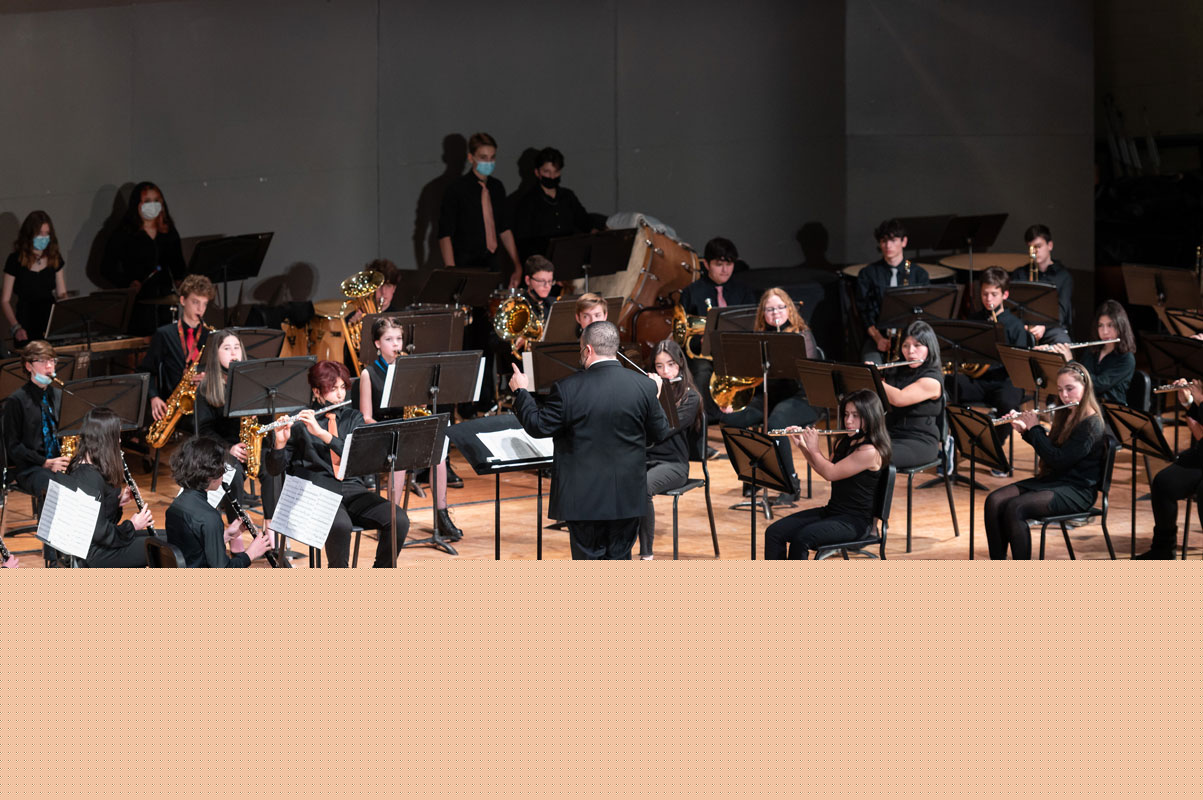 Huntington's musicians performing on the high school stage. (Darin Reed photo.)
