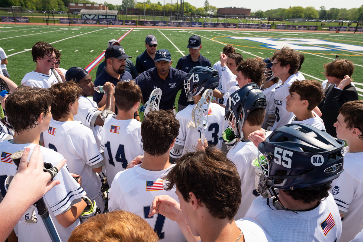 The Huntington boys' lacrosse team is ready for Northport. (Darin Reed photo.)