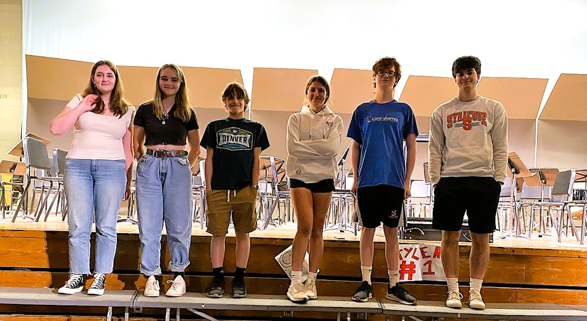 The top six finishers at this year's high school spelling bee.