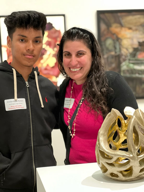 Cristian Avelar-Romero and teacher Ayallah Jeddah at the Heckscher Museum last Saturday.