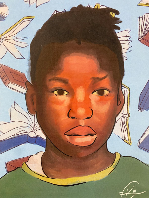 Junior Koi Crowder created this portrait for the Memory Project.