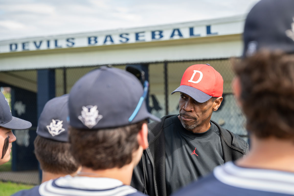 Doc Gooden gave the Huntington baseball team an uplifting talk this week. (Darin Reed photo)
