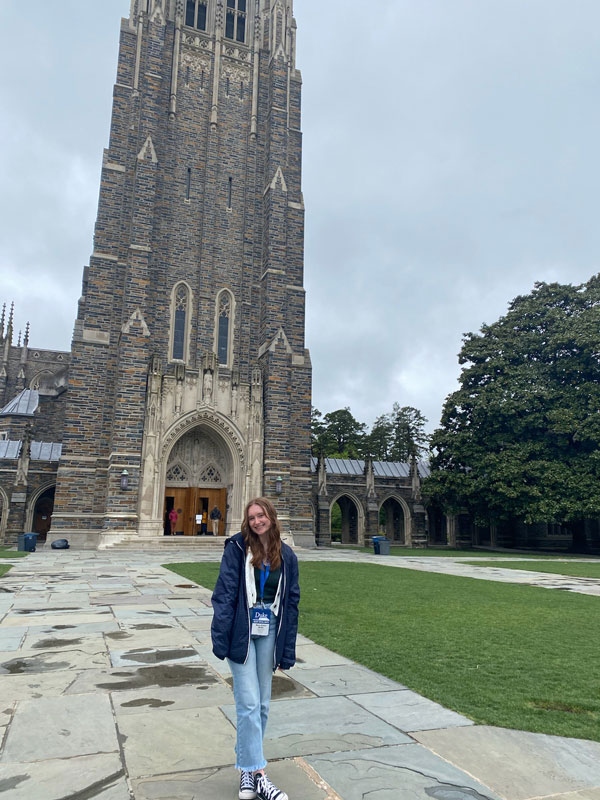 Mary Grace Rorke on the Duke University campus in North Carolina.