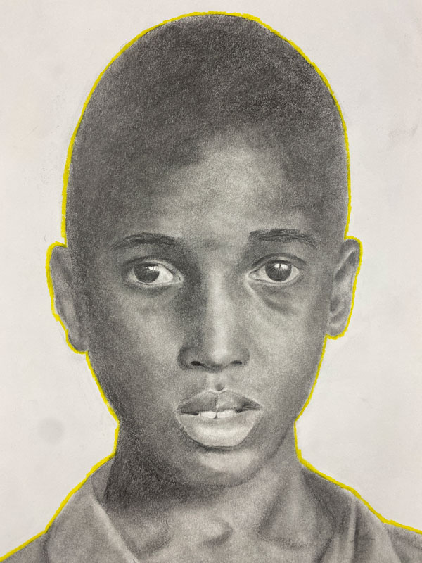 Senior Erik Flores Reyes created this portrait for the Memory Project.