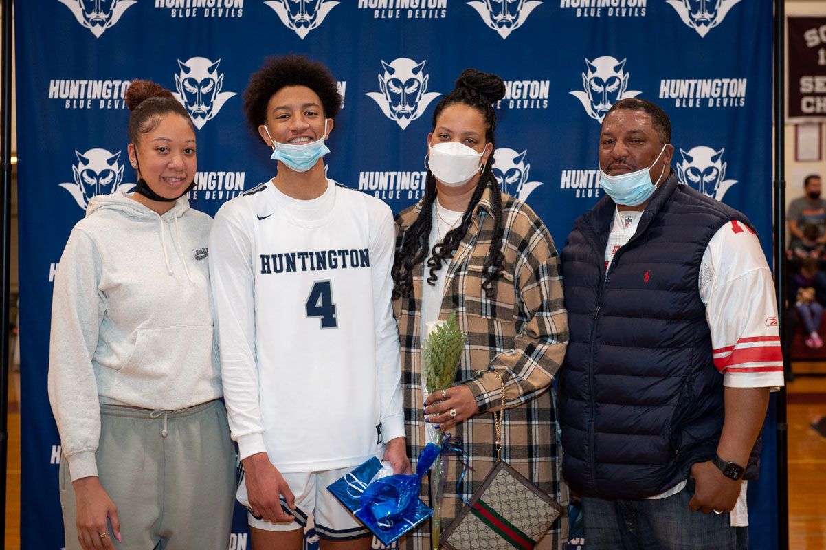 Clayton Ward with his family on Blue Devil Senior Night. (Darin Reed photo.)