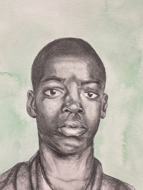 Senior Jazlyn Chapas- Oliva created this portrait for the Memory Project.