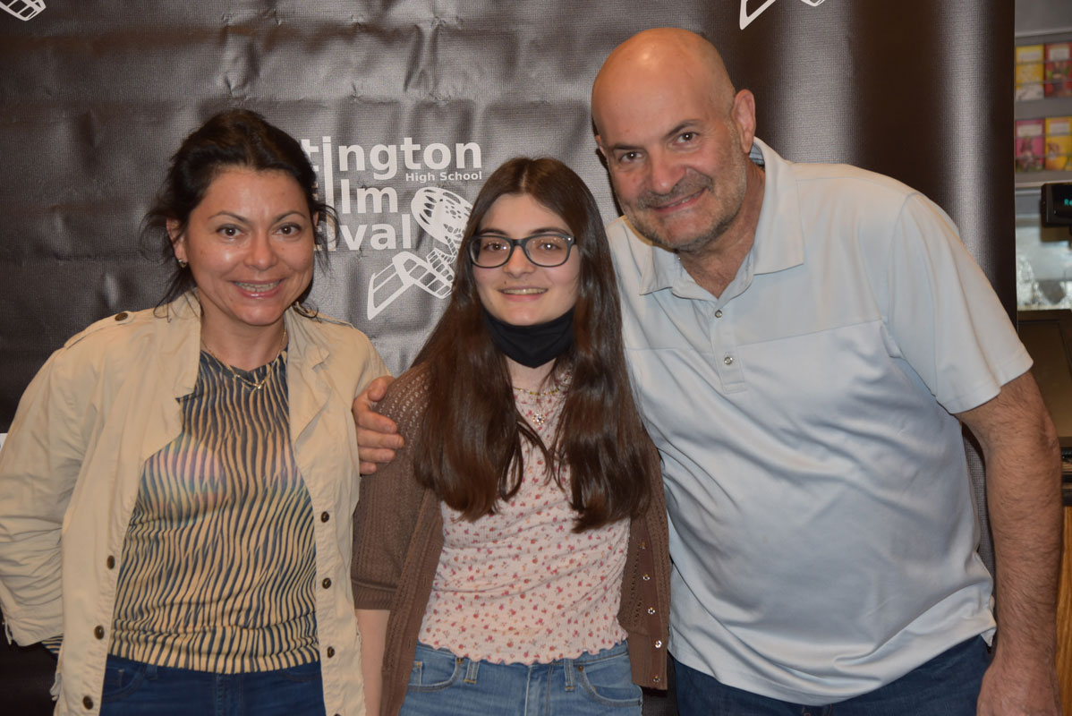 Danielle Mendikyan is flanked by her parents, Sasha and Hayk at the film festival 