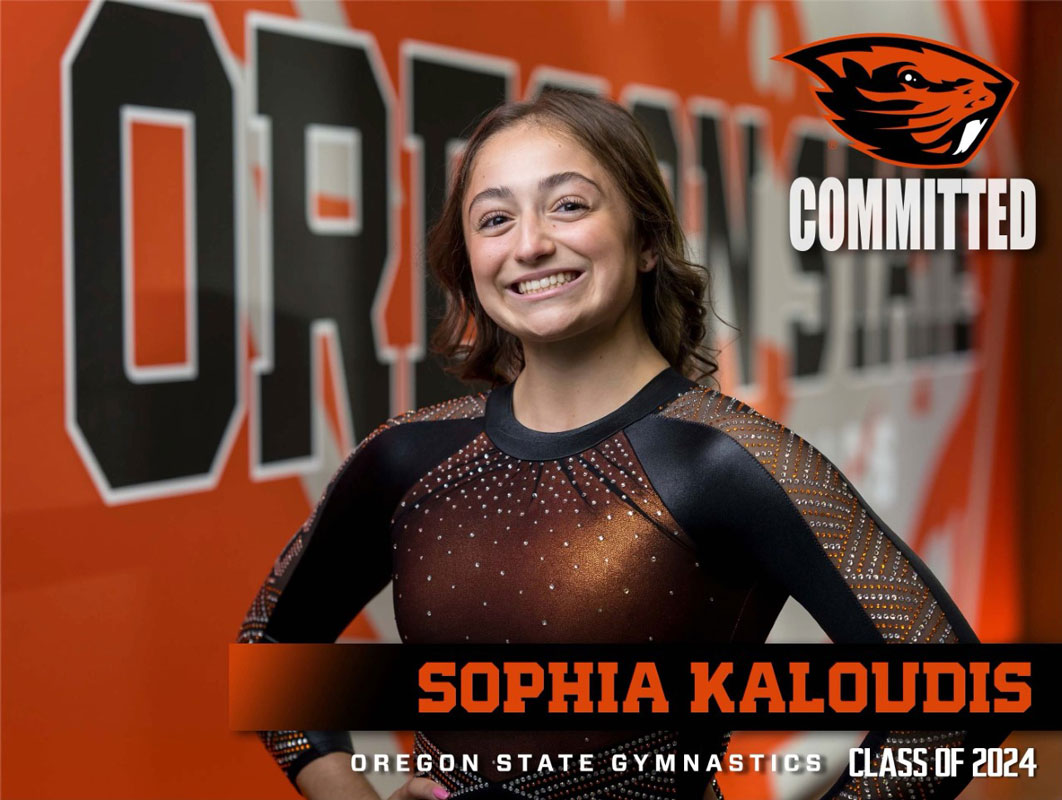 Huntington sophomore Sophia Kaloudis has verbally committed to Oregon State women's gymnastics.