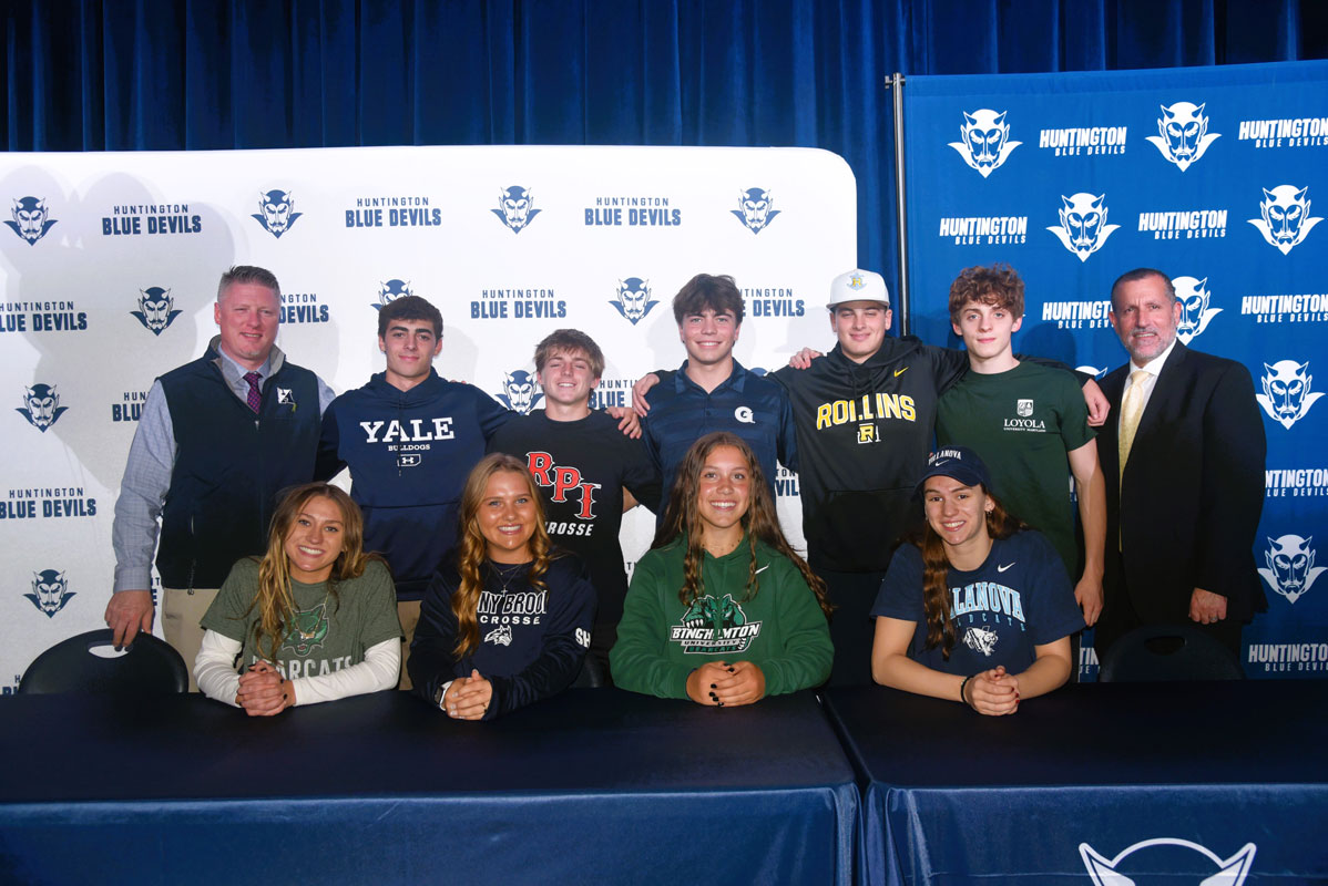 Principal Brenden Cusack and Superintendent James W. Polansky with the senior athletes 