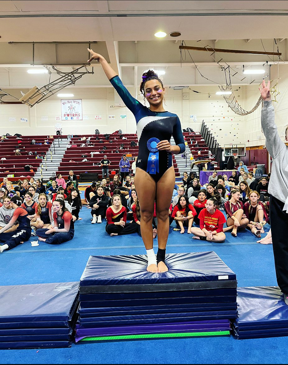  Lizzy James won the floor exercise event at the Suffolk Coaches Invitational. 