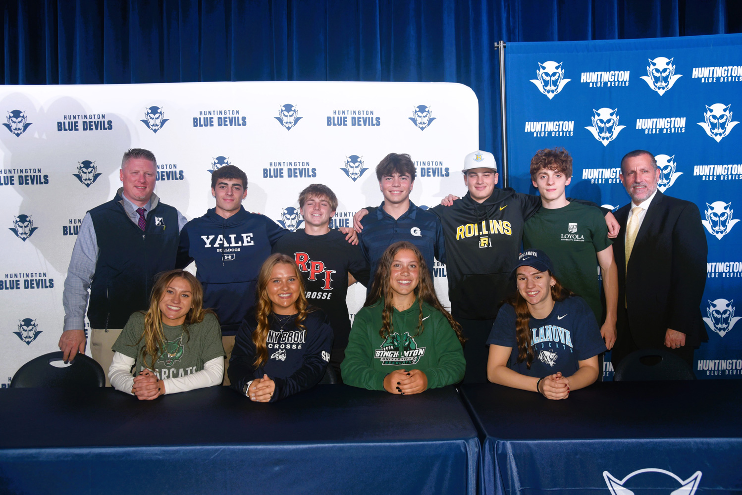  Principal Brenden Cusack and Superintendent James W. Polansky with the senior athletes (2)  