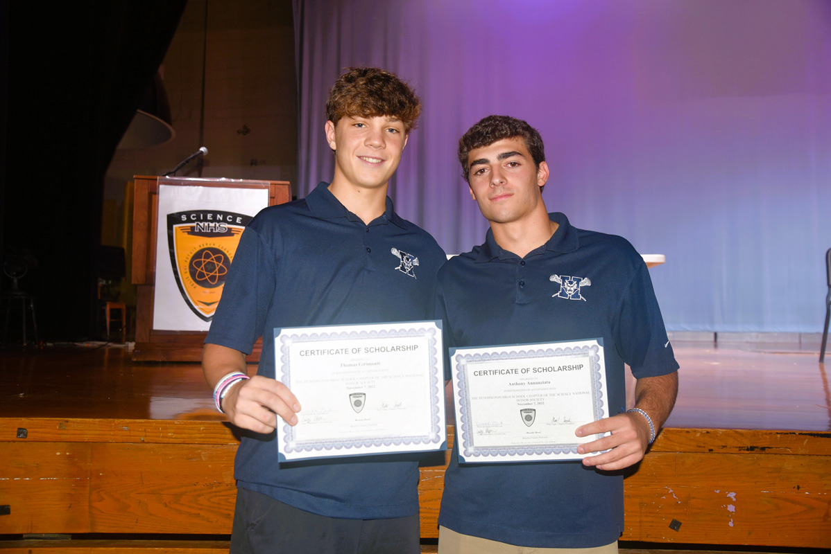 New Science Honor Society members Thomas Girimonti and Anthony Annunziata. 