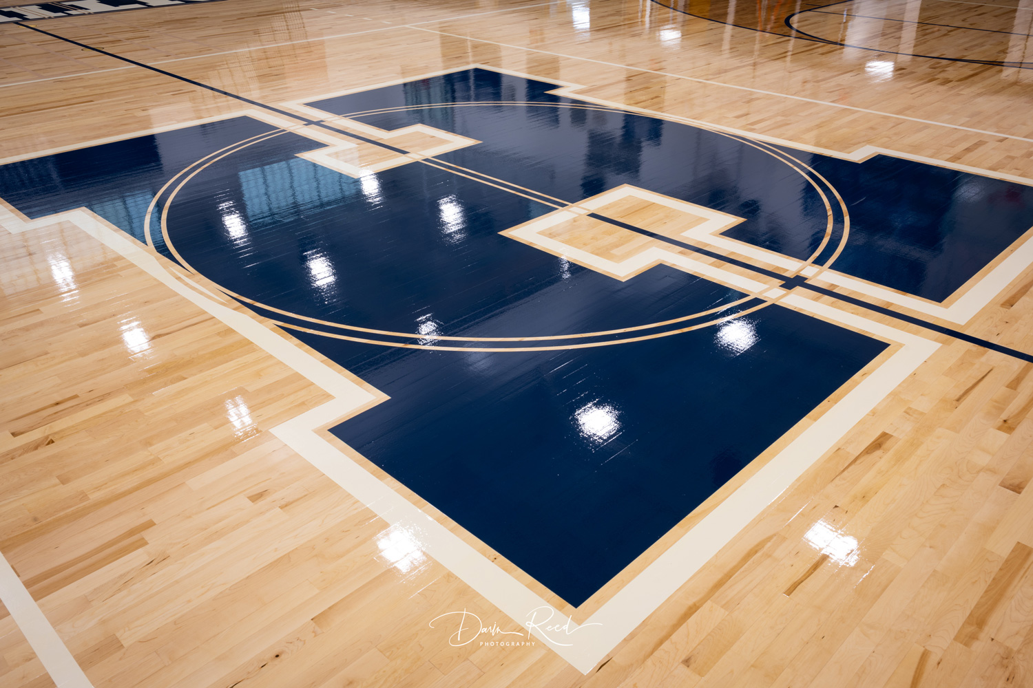  The new gym floor includes many modern design elements. (Darin Reed photo) 