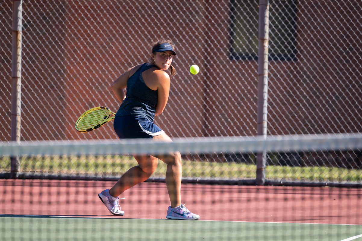 Senior Kate Balm keeps her eye on the ball. (Darin Reed photo.)