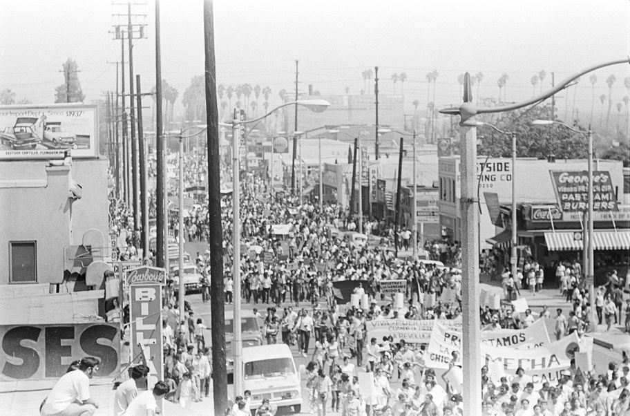 Massive crowds participated in the Chicano Moratorium march in East Los Angeles.