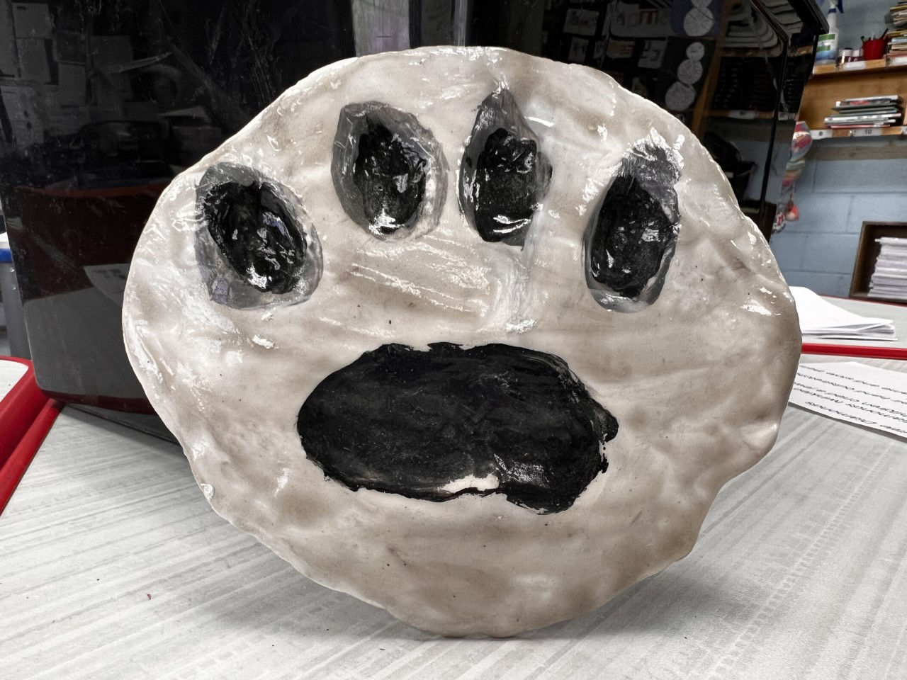 A paw was among the artwork created by Washington third graders for an animal research interdisciplinary project.