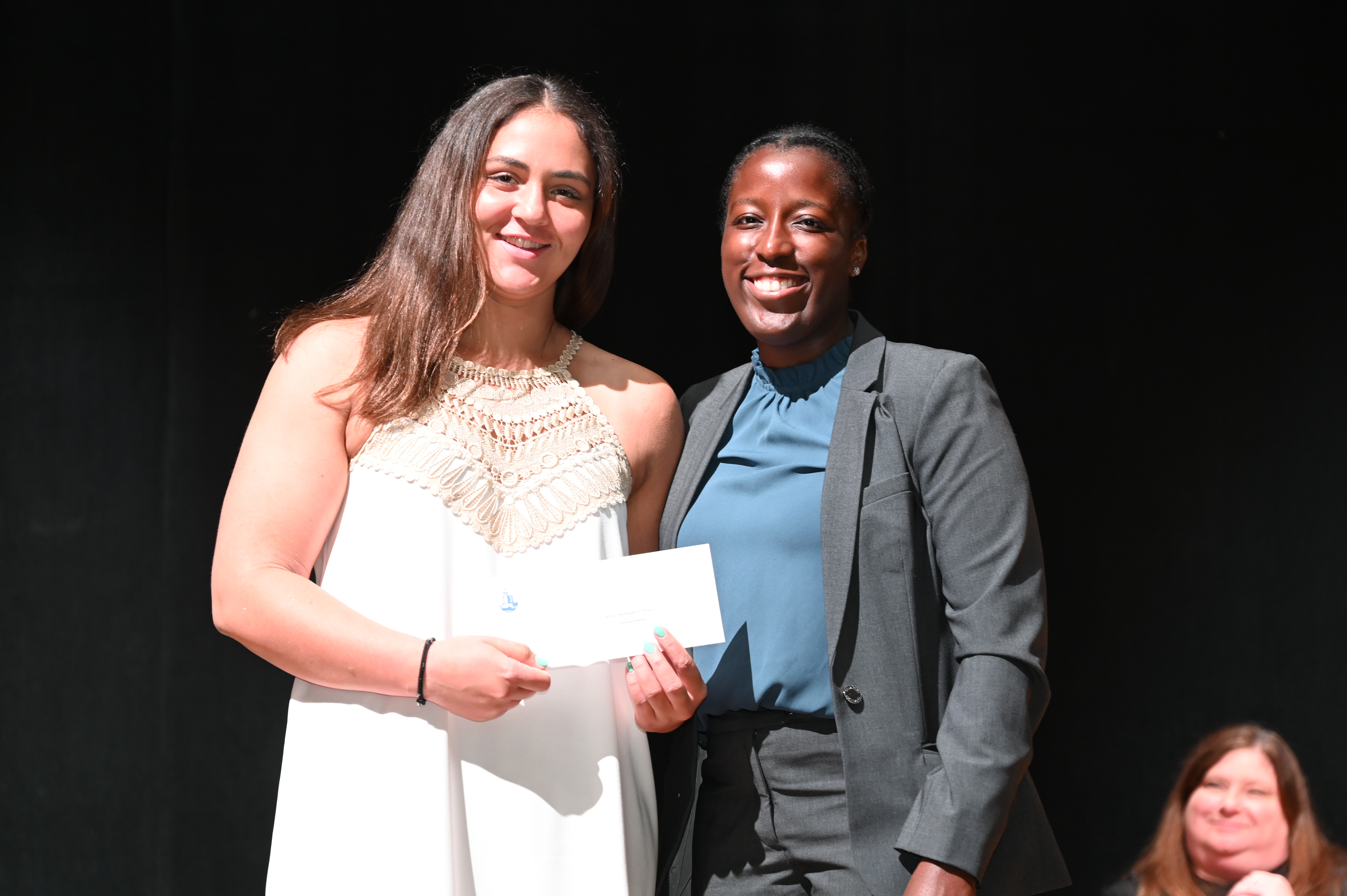  Robert Buchanan Memorial Award recipient Haileigh Smith with guidance counselor Daphne Marcelin   