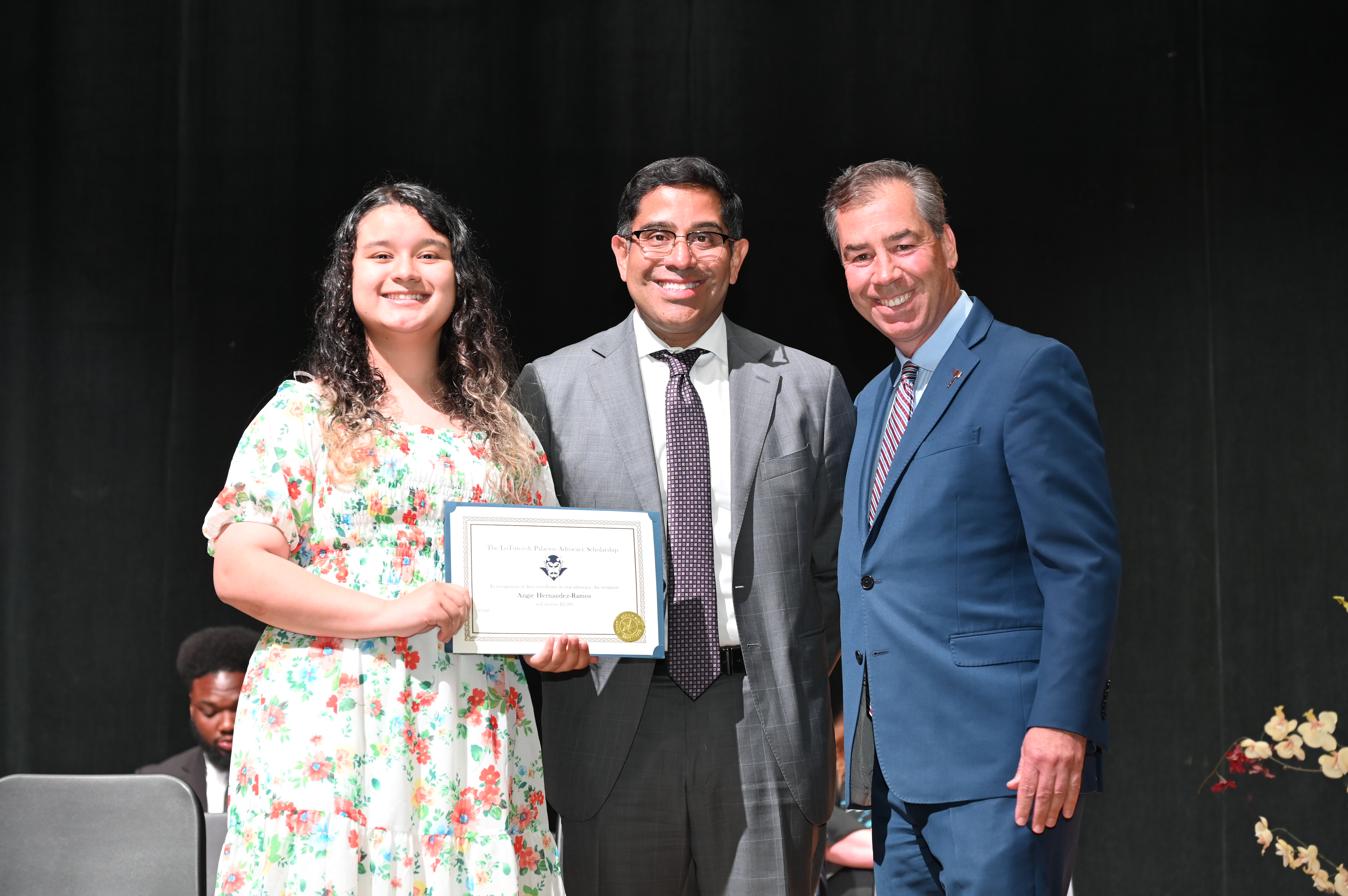  Middlebury College bound Angie Hernandez-Ramos with Xavier Palacios and John LoTurco   
