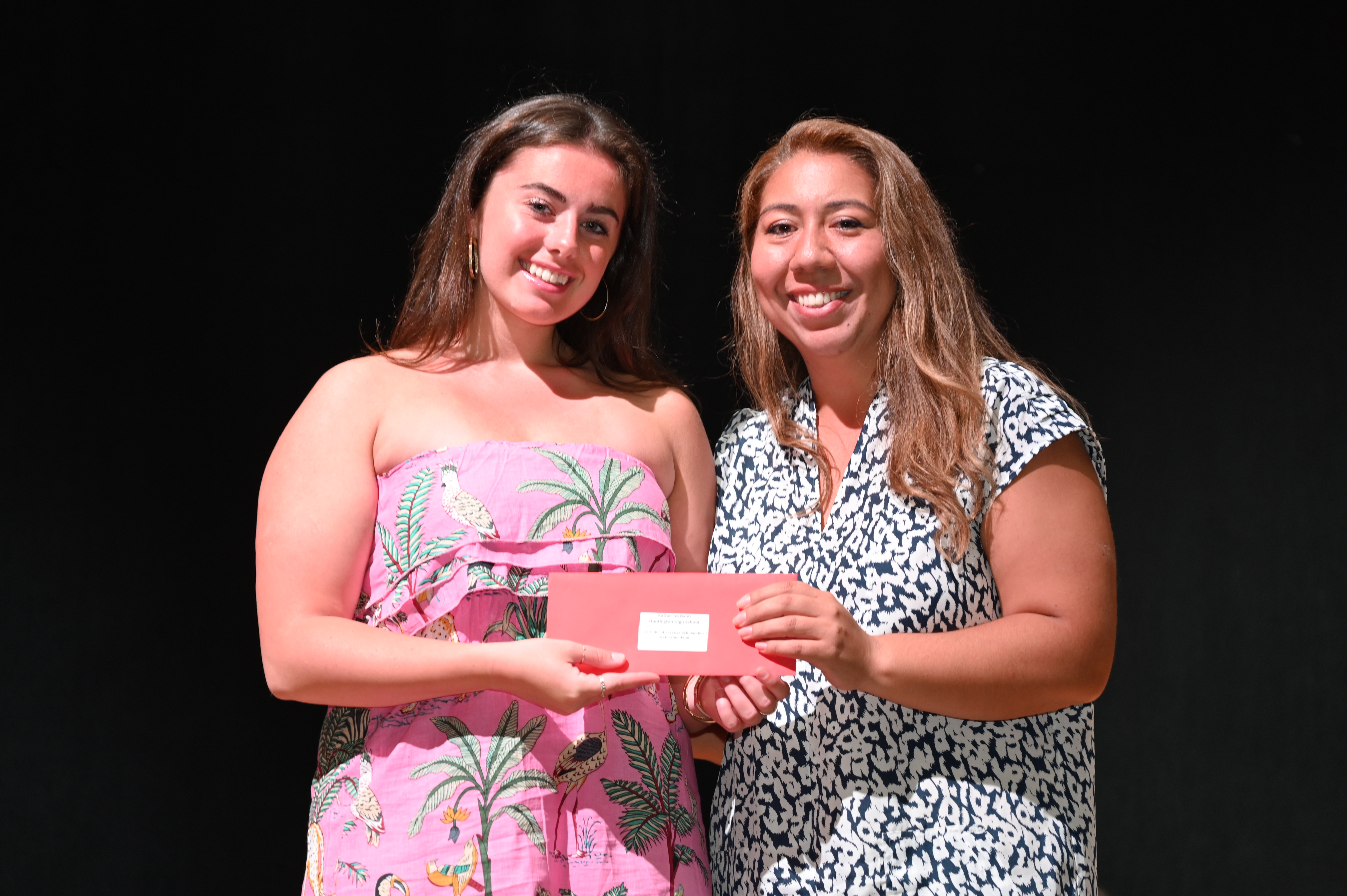  Guidance counselor Evelyn Hernandez presented the LI Blood Services scholarship to senior Kate Balm.  