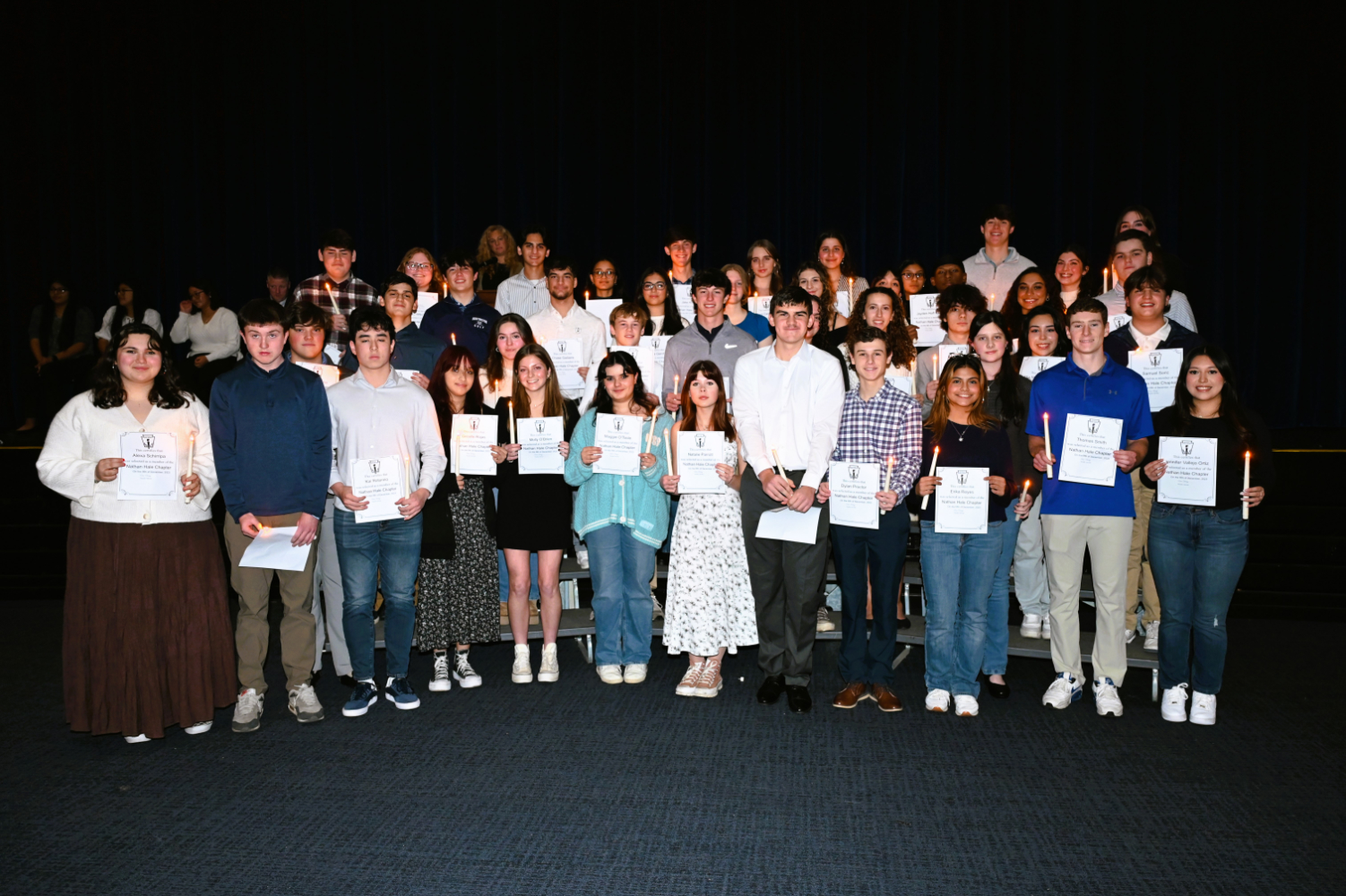  The 54 new members of Huntington High School's National Honor Society chapter.  