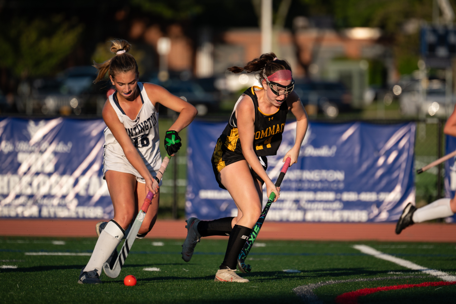  Junior Charlotte Curtin has the ball for Huntington. (Darin Reed photo.)  