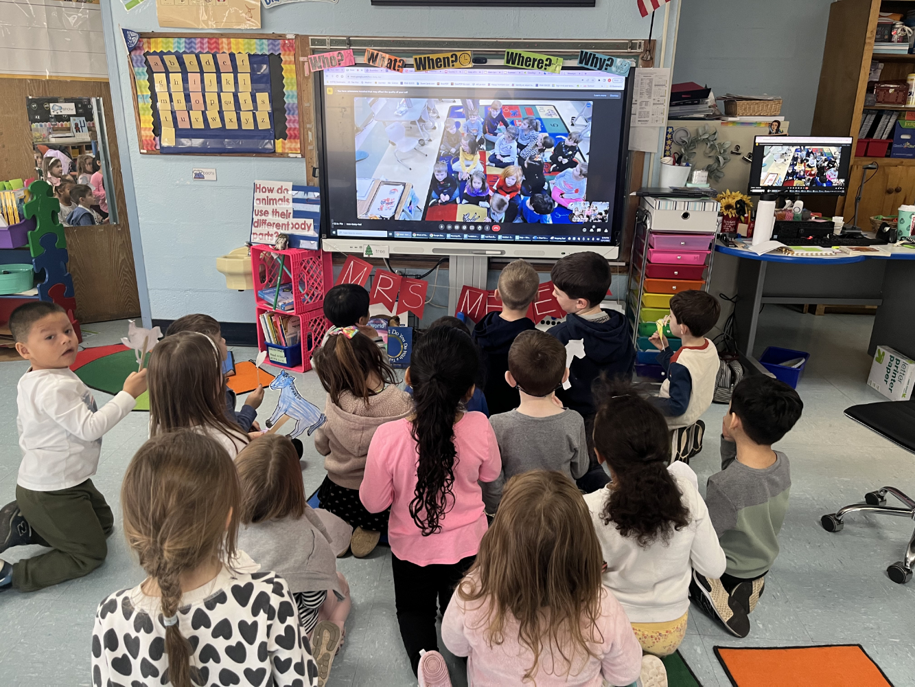  Washington School kindergarteners discussed a book with a class in East Aurora outside of Buffalo   
