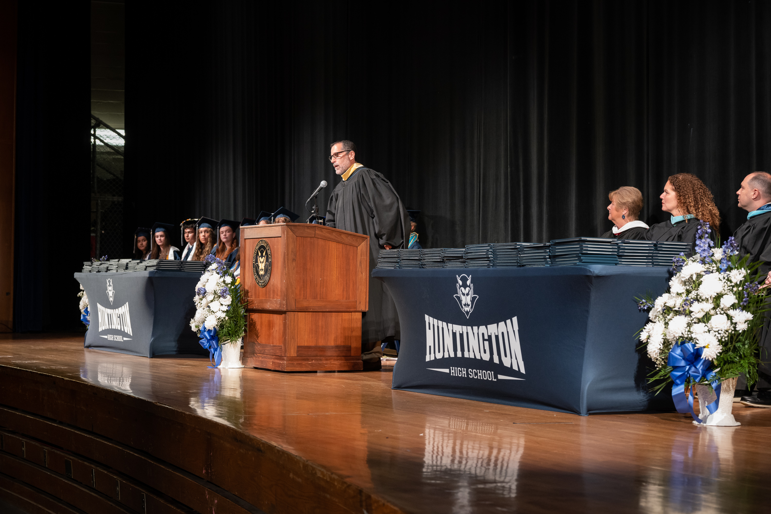  Superintendent James W. Polansky battled to keep his emotions in check during his commencement address. (Darin Reed photo (3)  
