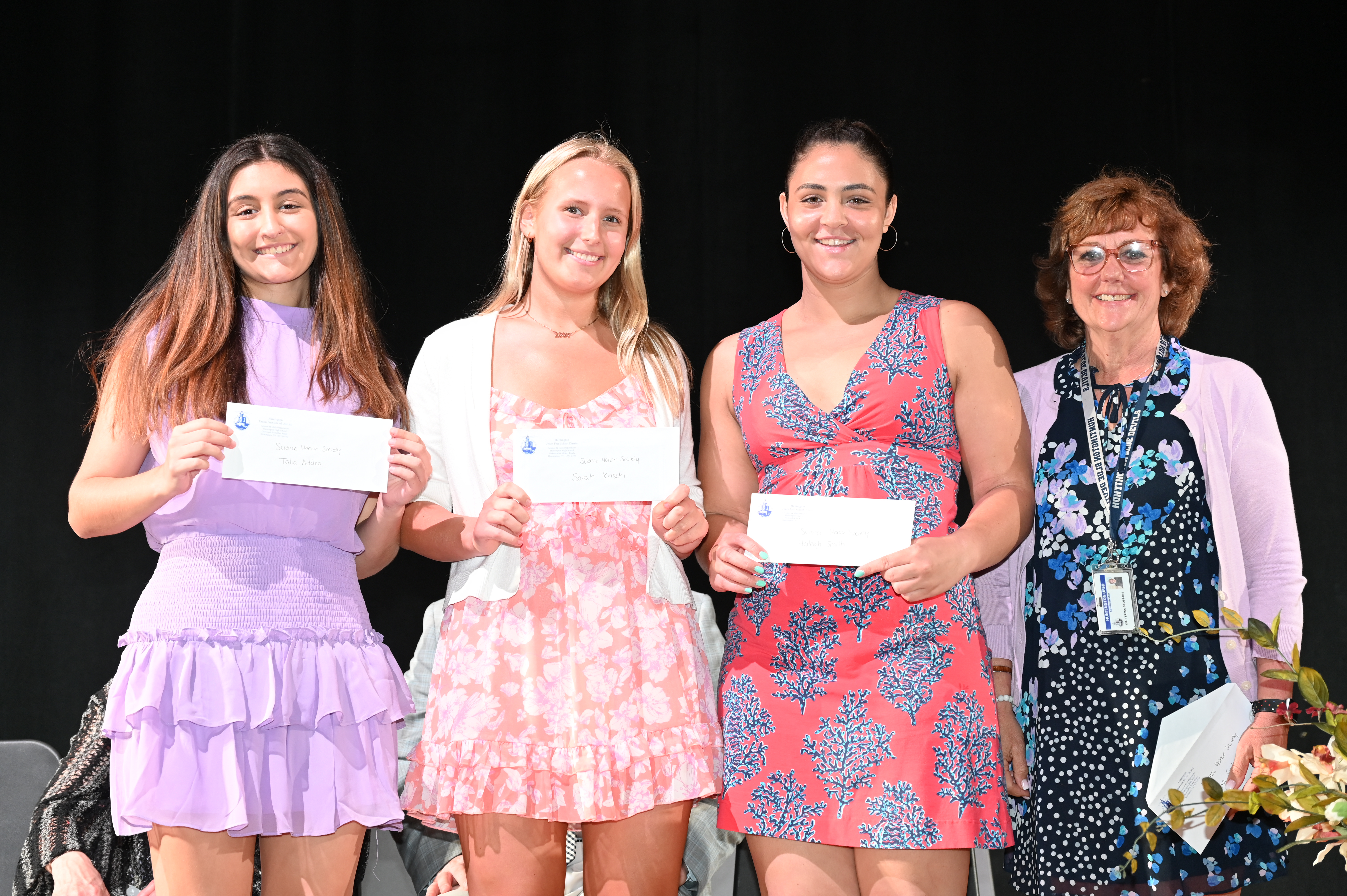  Science Honor Society scholarship recipients Talia Addeo, Sarah Krisch and Haileigh Smith with Teresa Grossane   