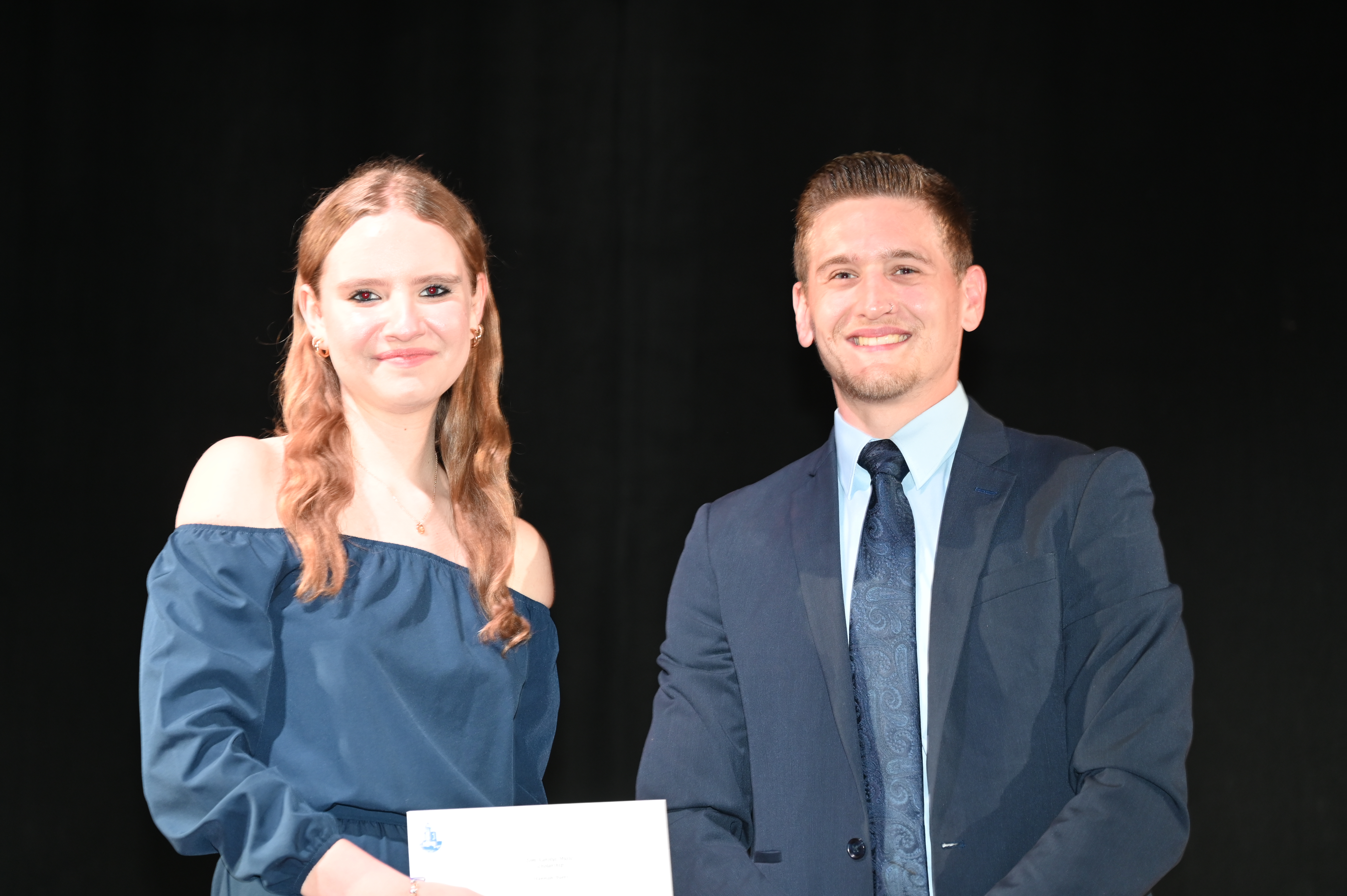  Hannah Byers with Huntington music teacher Andre Rizzuto   