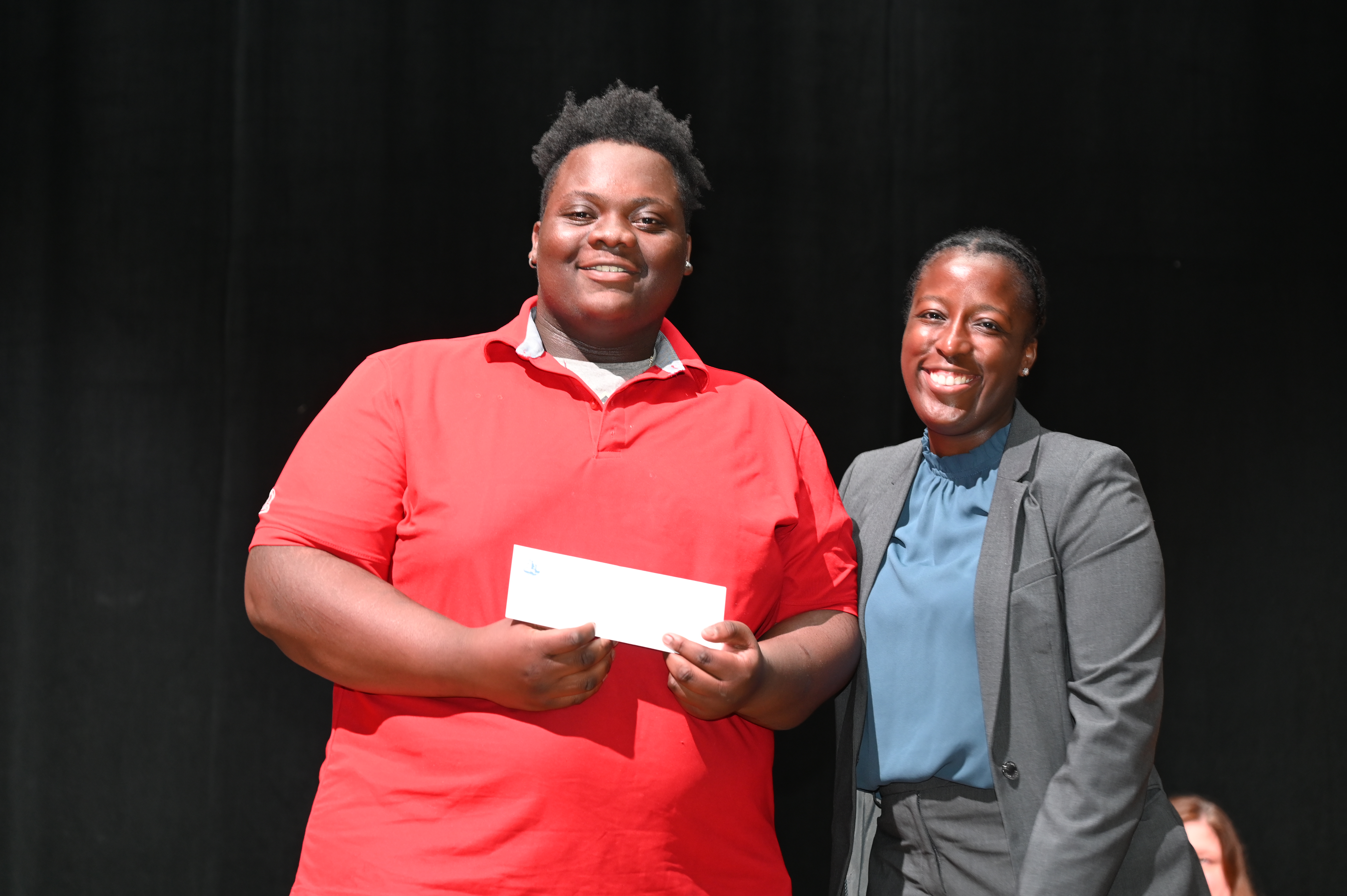  Class of 1979 Peter Steen Memorial Prize recipient Isaiah Thomas with Daphne Marceli  