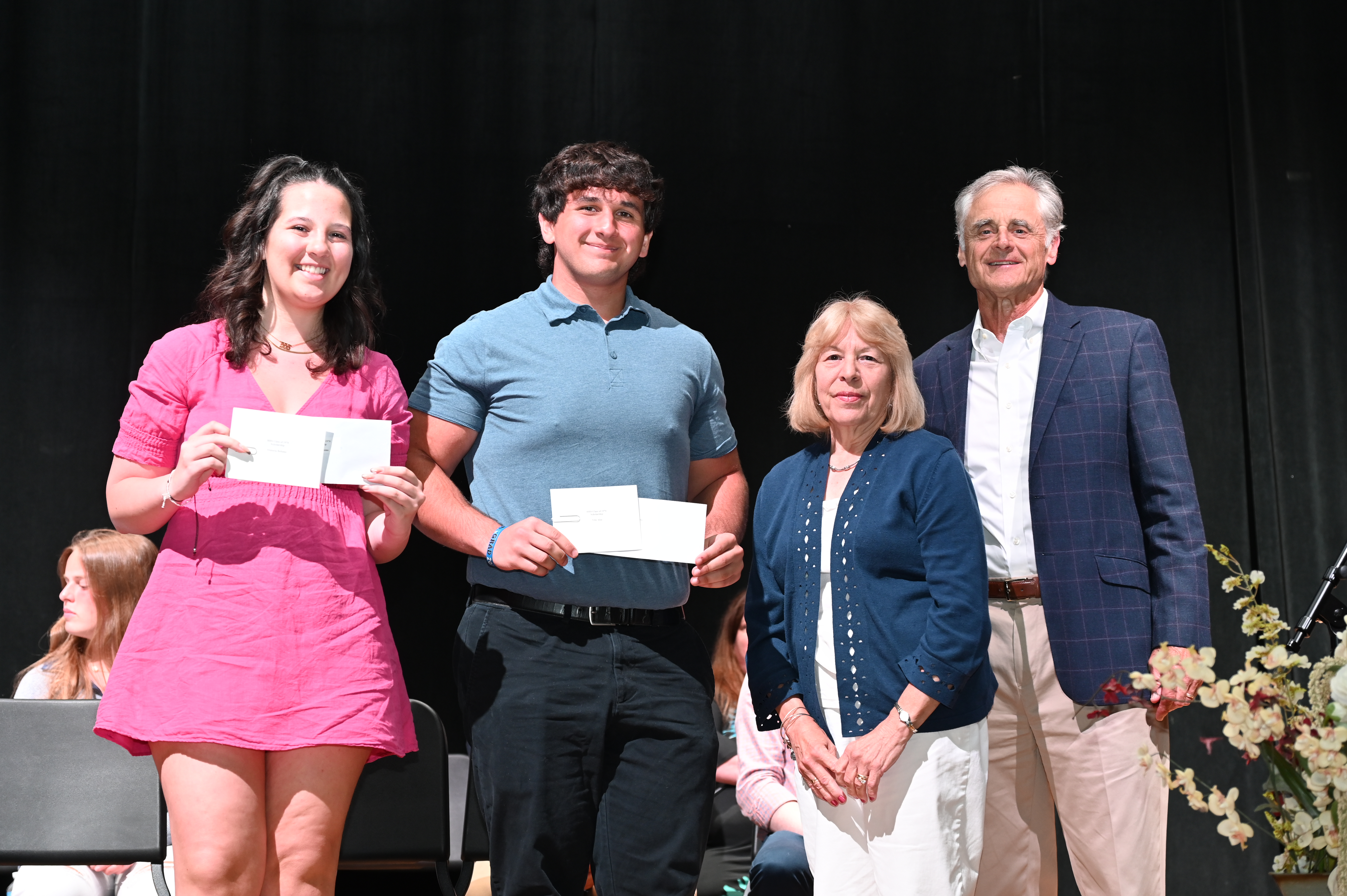  Class of 1970 scholarship recipients Victoria Befumo and Vito Aloe with Diane Nigro and Kevin Chas   