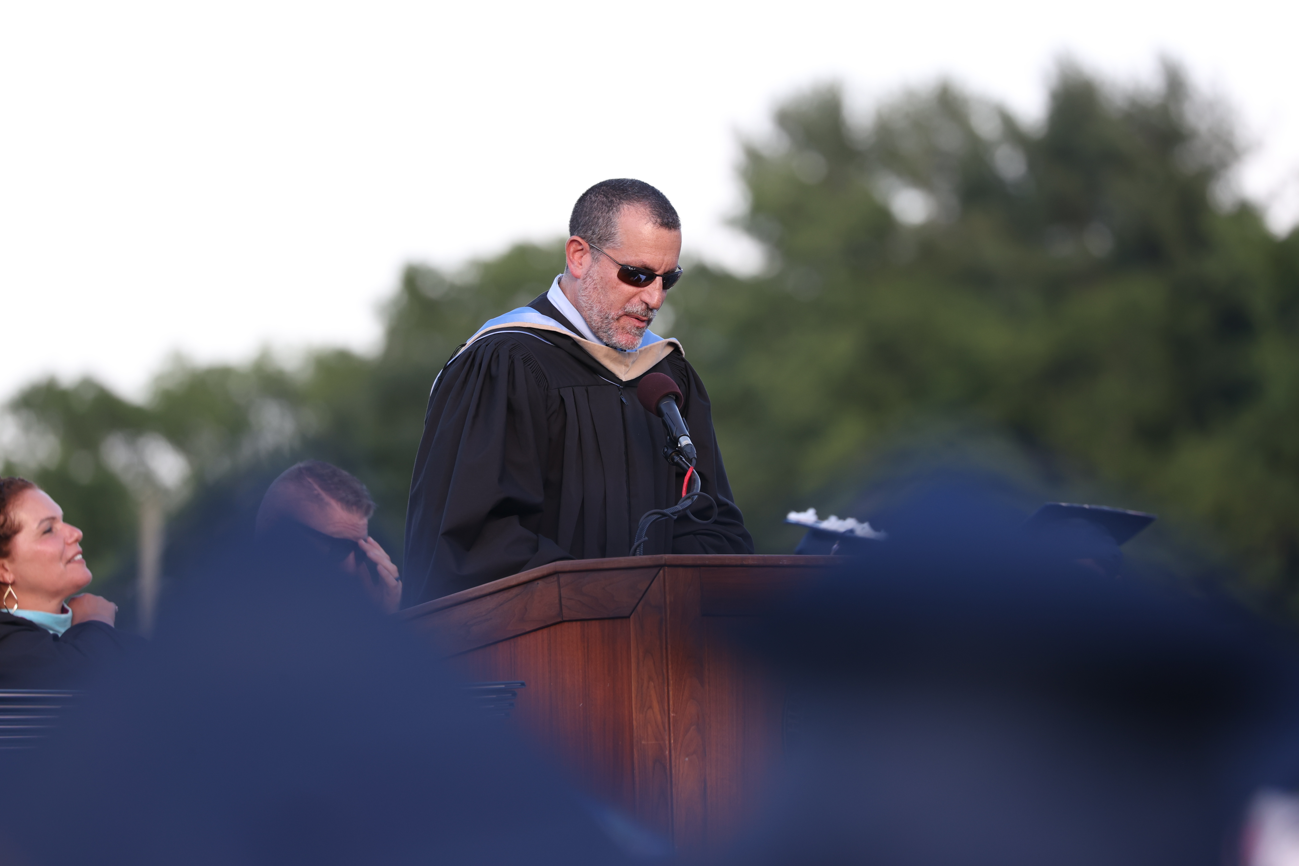  Superintendent Jim Polansky addresses the crowd at the 2022 high school commencement. (Craig Haas photo.)  