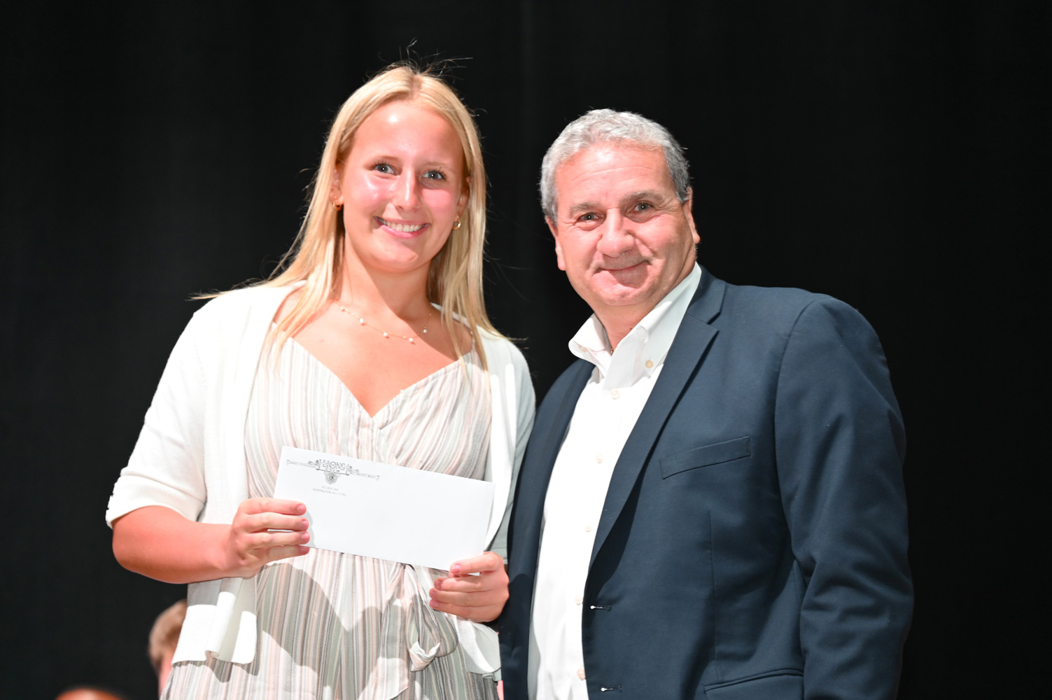  Sarah Krisch with Huntington Lions Club President John DeLorenzo   